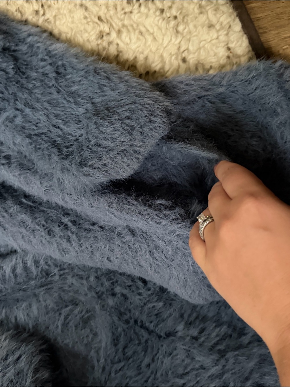 Free People Fuzzy Blue Cardigan Sweater